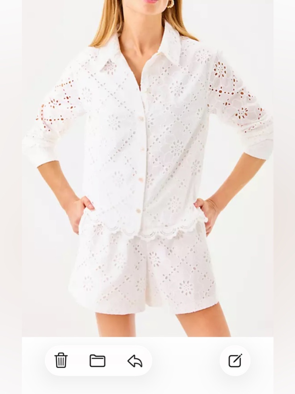 Lilly Pulitzer eyelet style shorts and shirt set (XS)